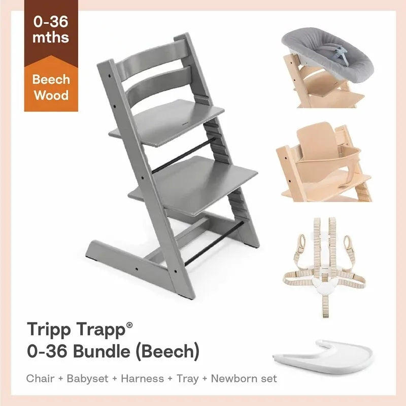 Tripp Trapp® High Chair Bundle (Beech) - Newborn 5pcs  Set for 0-36m