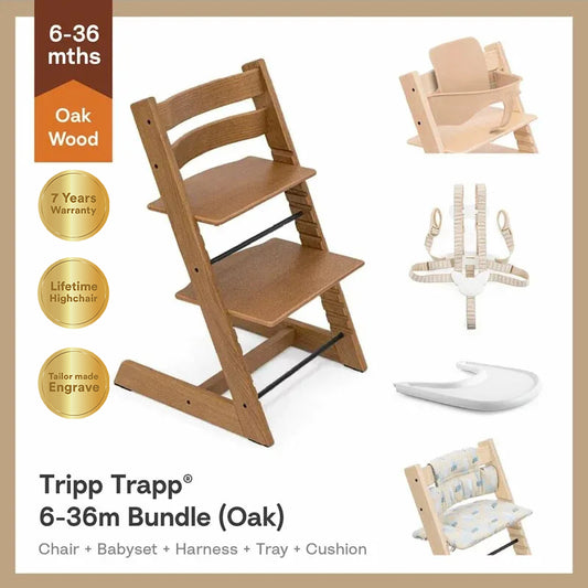 Tripp Trapp®High Chair Oak Collection 5pcs bundle ( 6-36m)