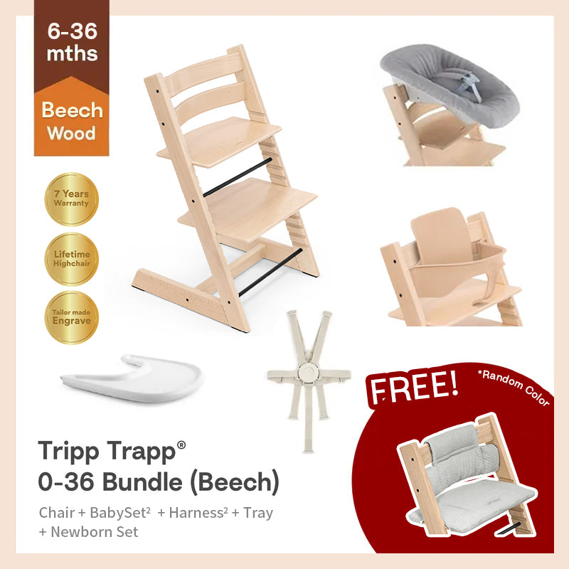 Tripp Trapp® High Chair Newborn 5pcs Set for 0-36m(Beech) - Baby Set²& Harness²