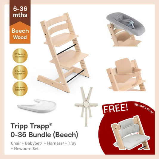 Tripp Trapp® High Chair Newborn 5pcs Set for 0-36m(Beech) - Baby Set²& Harness²