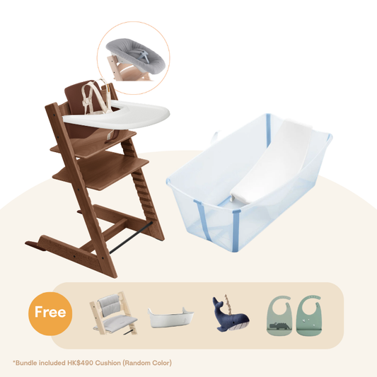 Stokke®Tripp Trapp®oak bundle & Flexi Bath®Gift Box new born bundle