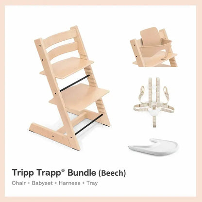 Tripp Trapp®High Chair Bundle (Beech) - 4pcs Baby Set for 6-36m(All color)