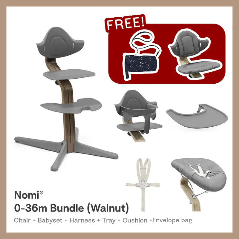 Stokke®Nomi®5 pcs Newborn bundle 0-36m (Walnut Collection)