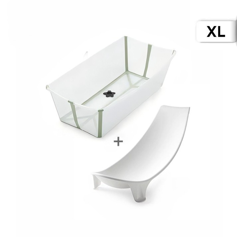 Stokke - Flexi Bath® 摺疊式浴盆連初生嬰兒浴架 XL套裝 (透明綠，禮盒裝)