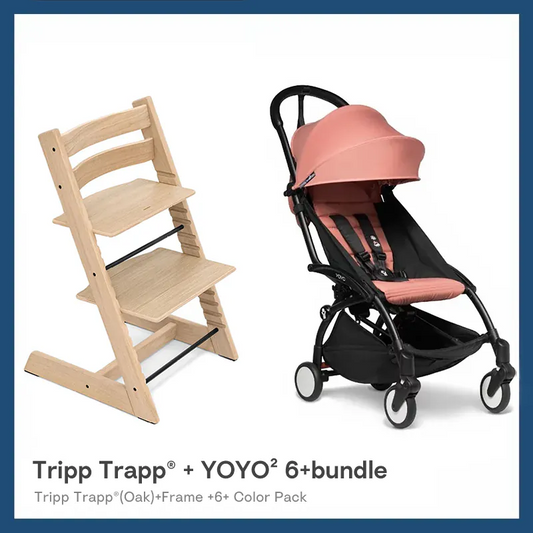 Stokke®Tripp Trapp®成長椅(橡木) & YOYO² 6+顏色布件嬰兒車組合