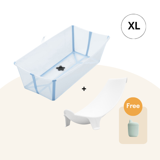 Stokke - Flexi Bath® 摺疊式浴盆連初生嬰兒浴架 XL套裝 (海洋藍，禮盒裝)