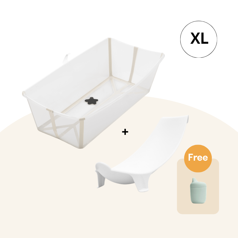 Stokke - Flexi Bath® 摺疊式浴盆連初生嬰兒浴架 XL套裝 (沙米色，禮盒裝)
