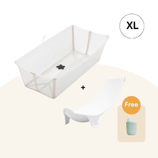 Stokke - Flexi Bath® 摺疊式浴盆連初生嬰兒浴架 XL套裝 (沙米色，禮盒裝)