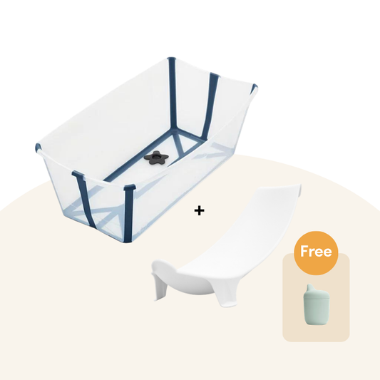 Stokke - Flexi Bath® 摺疊式浴盆連初生嬰兒浴架套裝 (海洋藍，禮盒裝)