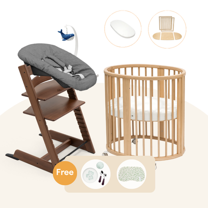 Stokke - Tripp Trapp® 櫸木成長椅 & Sleepi™ V3迷你床初生套裝