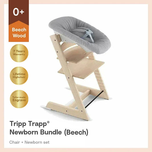 Tripp Trapp®High Chair Bundle (Beech) - 2pcs Newborn bundle (0-6m)