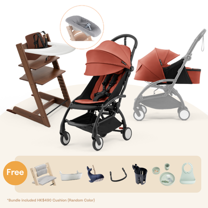 Stokke® TT＆ YOYO⁵ 初生嬰兒套組 (胡桃木系列，適合0-36個月)