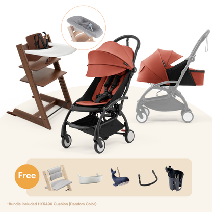 Stokke® TT＆ YOYO⁵ 初生嬰兒套組 (胡桃木系列，適合0-36個月)