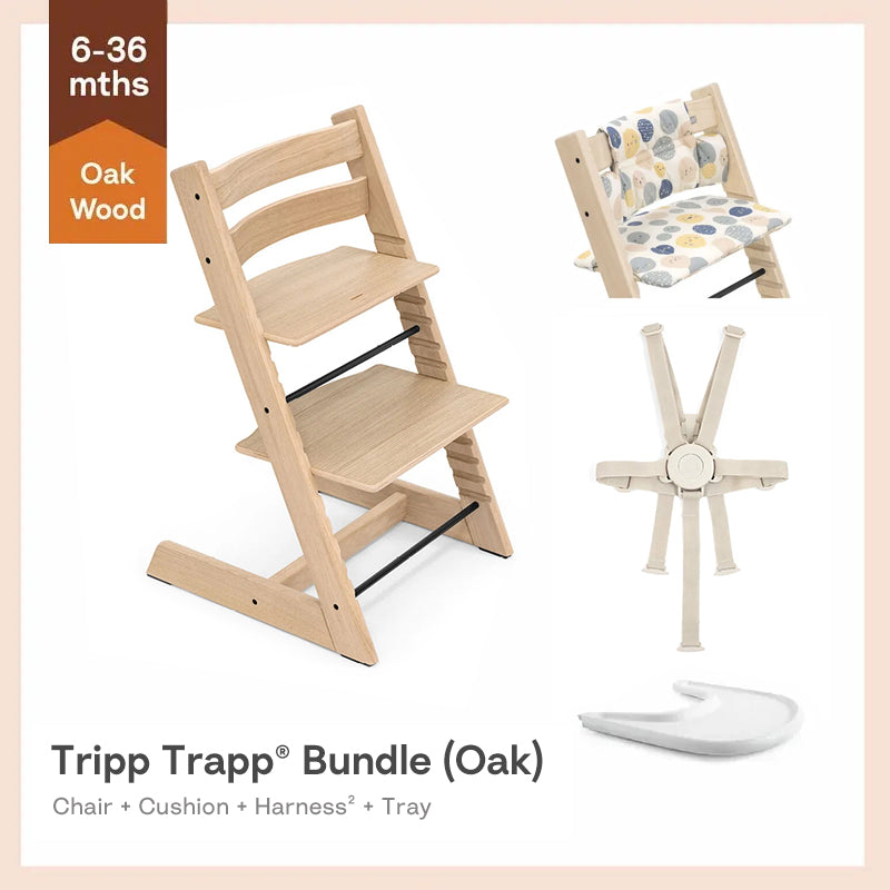 Tripp Trapp®4件套 6-36個月 (橡木系列)-成長椅坐墊&成長椅安全帶²