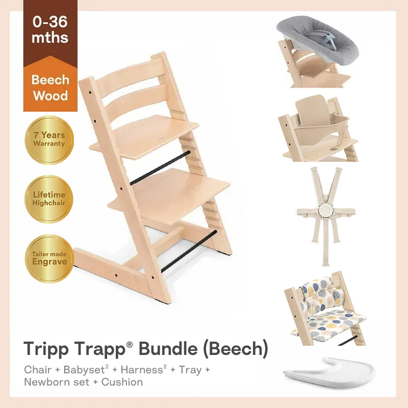 Stokke®Tripp Trapp®成長椅(櫸木)初生6件套