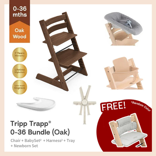 Tripp Trapp® High Chair Newborn 5pcs Set for 0-36m (Oak)-Baby Set²& Harness²